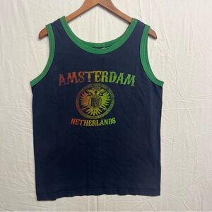 Mens Large "Vintage" Amsterdam Netherlands printed Top Heavy brand Tank top